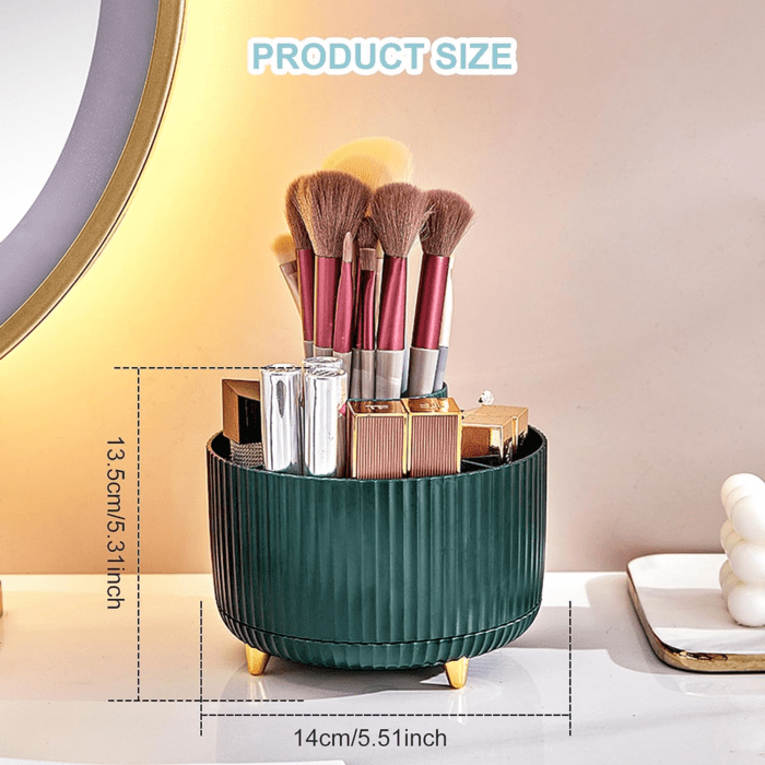 Pencil Holder for Desk,5 Slots 360°Degree Rotating Desk Organizers and Accessories,Desktop Storage Stationery Supplies Organizer, Cute Pencil Cup Pot for Office, School, Home (A-Green) - Image 3