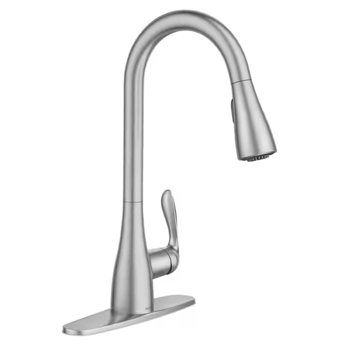 Georgene Spot Resist Stainless Single Handle Pull-Down Kitchen Faucet with Sprayer (Deck Plate Included) - Image 12