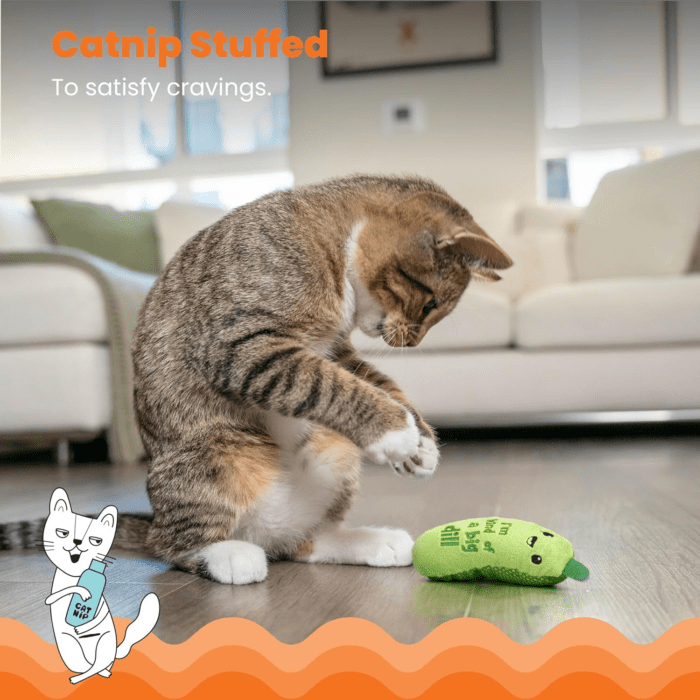 Crunchy Pickle Kicker Dental Catnip Cat Toy - Image 2