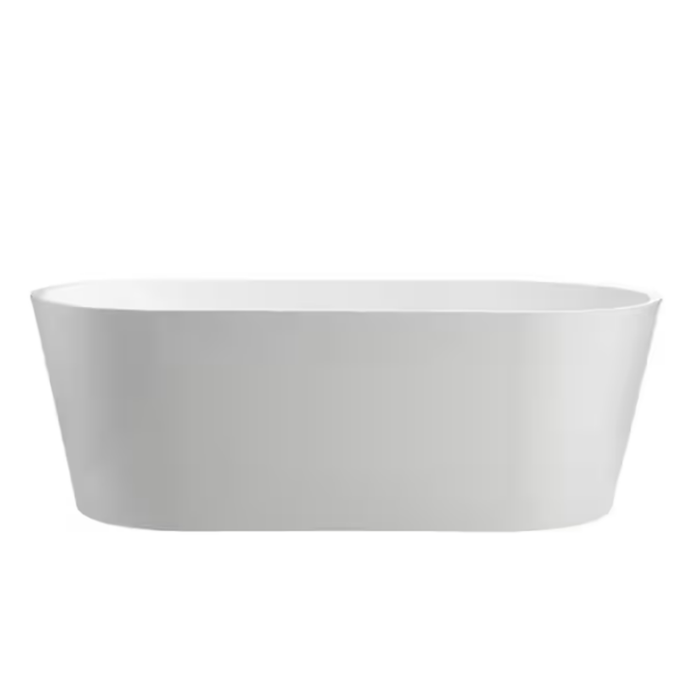 29.5-In X 59-In White/Polished Chrome Acrylic Oval Freestanding Soaking Bathtub with Drain (Center Drain) - Image 5