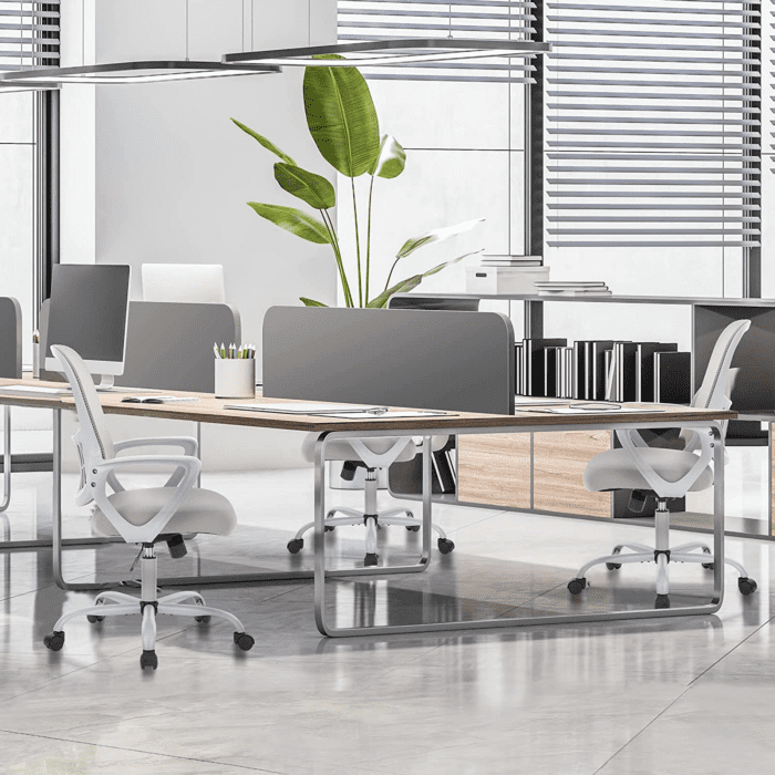 Office Computer Desk Managerial Executive Chair, Ergonomic Mid-Back Mesh Rolling Work Swivel Chairs with Wheels, Comfortable Lumbar Support, Comfy Arms for Home,Bedroom,Study,Student,Grey - Image 7