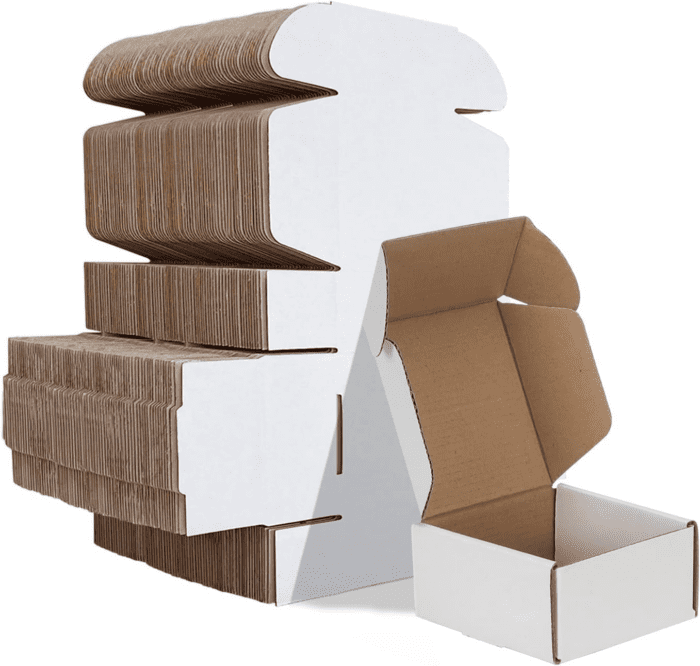 4X4X2 Inches Shipping Boxes Set of 100, White Corrugated Cardboard Box Literature Mailer