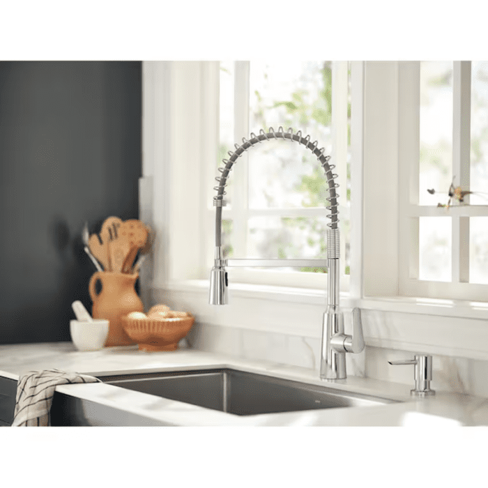 Edwyn Matte Black Single Handle Pull-Down Kitchen Faucet with Sprayer (Deck Plate and Soap Dispenser Included) - Image 15