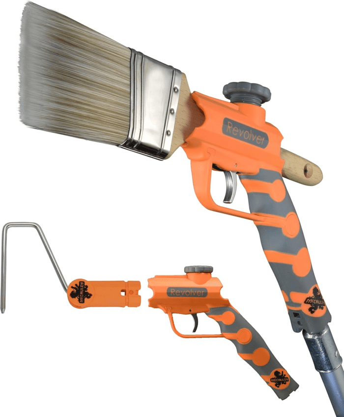 Tools Revolver- Heavy Duty, Long Handle Paint Brush Extender and Roller Holder, Paint Edger Tool for High Ceilings, Corner Painting Tool Compatible with All Threaded and Locking Poles