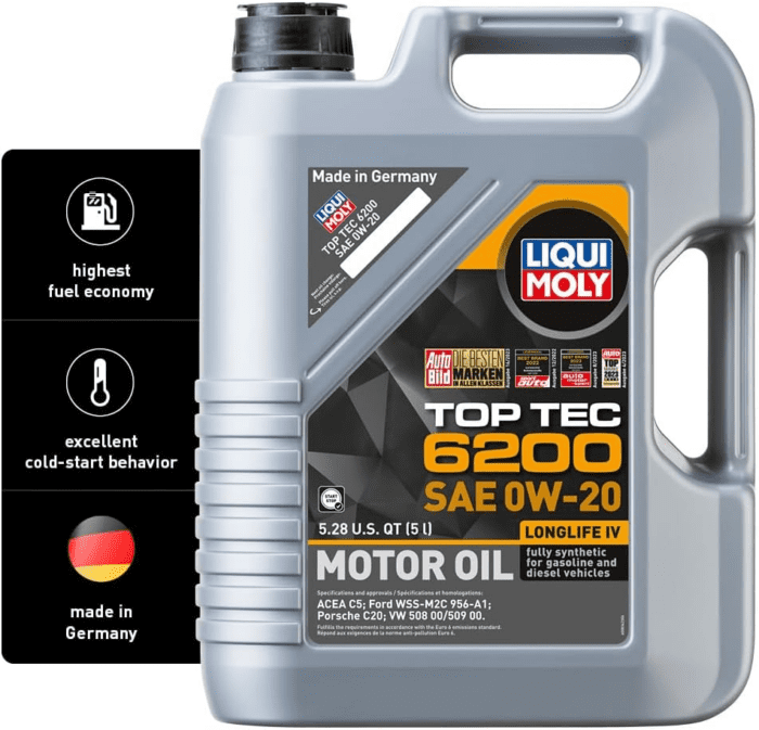 Top Tec 6200 SAE 0W-20 | 5 L | Fully Synthetic Engine Oil | SKU: 20238